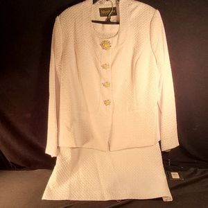 Moshita Couture White Church Jacket and skirt